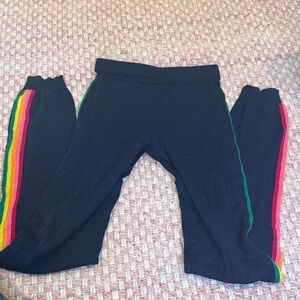 Women's navy Joggers with Rainbow Stripes
